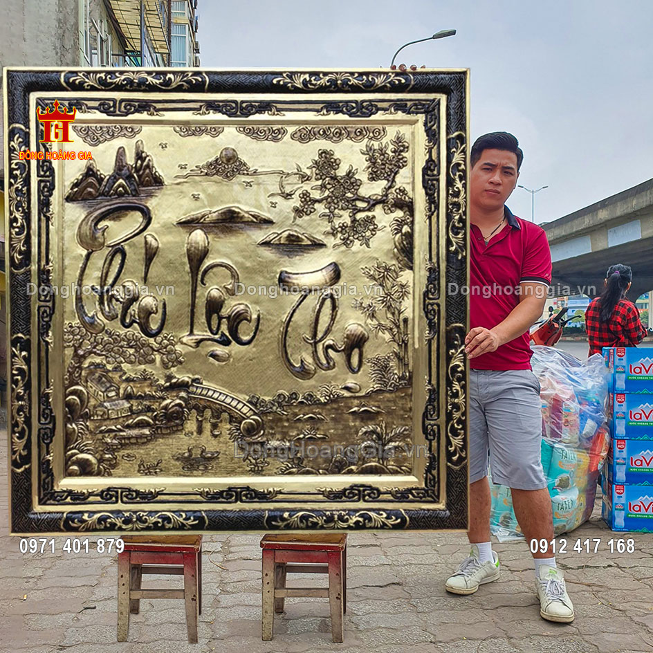 Tranh chữ phúc lộc thọ bằng đồng giả cổ được chế tác tinh xảo